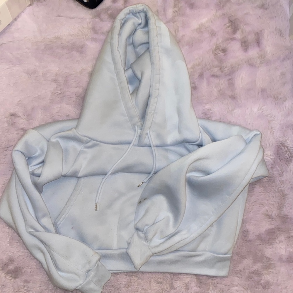 light blue hoodie